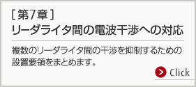 第7章 リーダライタ間の電波干渉への対応。複数のリーダライタ間の干渉を抑制するための設置要領をまとめます。