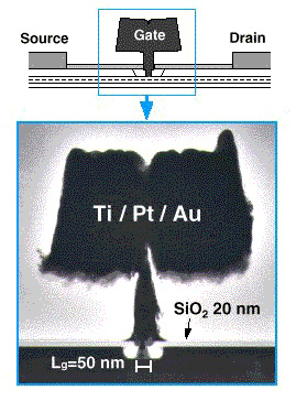 微細50nmゲート断面