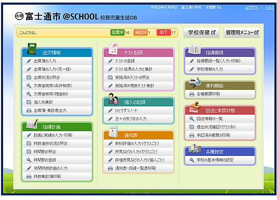 図. 「K-12 校務支援」トップ画面