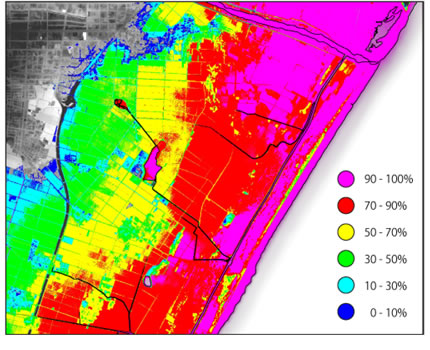 図2： 家屋が倒壊する確率の推定値