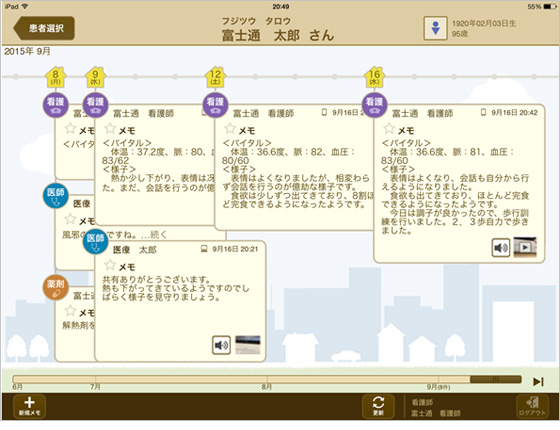 SNS形式 情報共有画面