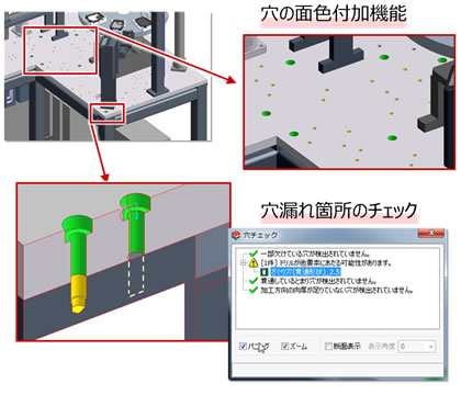 図2. 締結穴の確認機能