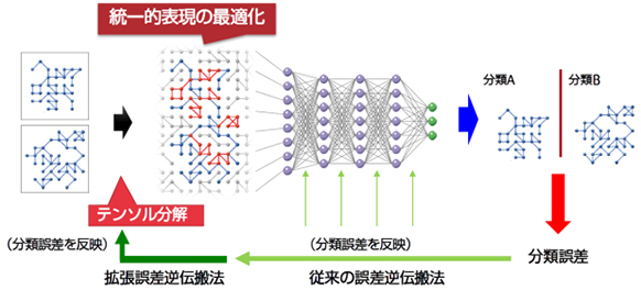 図3 ニューラルネットワークの学習と統一的表現の最適化