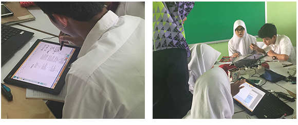 写真:ジャカルタ特別州立SMA Negeri74での実証における授業風景