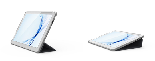 写真.利用シーンに合わせてスタンドを変更可能な「ARROWS Tab V727/S」