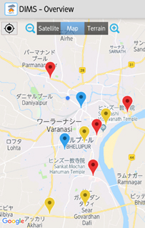 測定結果を3段階の被害レベルとともに地図上で可視化