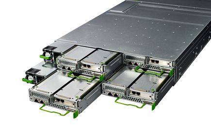 マルチノード型サーバ「PRIMERGY CX2550 M5」搭載イメージ（背面）