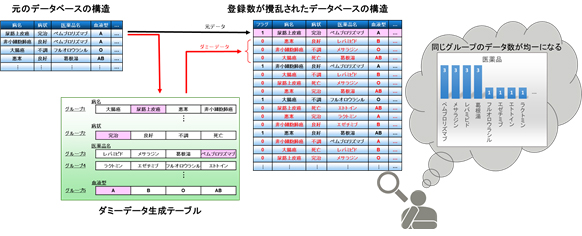 図3. 登録数が攪乱されたデータベースの構造