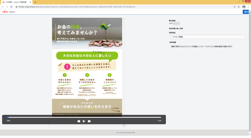 閲覧状況を再現する動画イメージ
