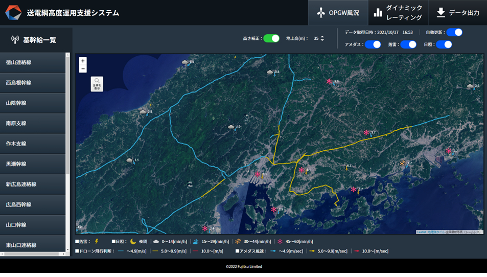 図4：送電網高度運用支援のプロトタイプシステムの画面イメージ
